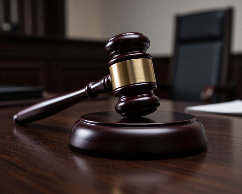 Judicial Gavel in Courtroom
