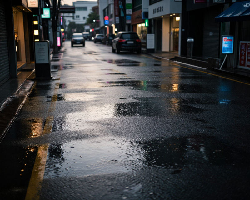 Rainy Seoul Urban Landscape