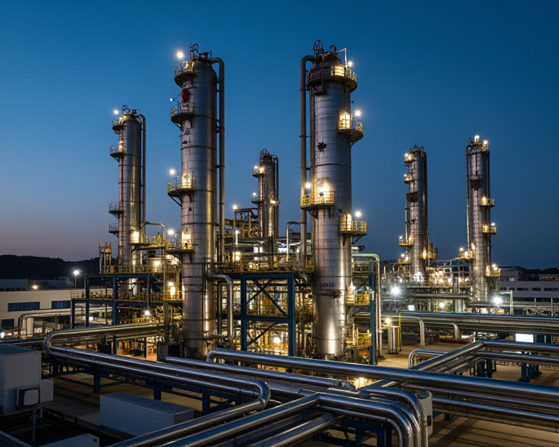 Modern Chemical Plant at Twilight